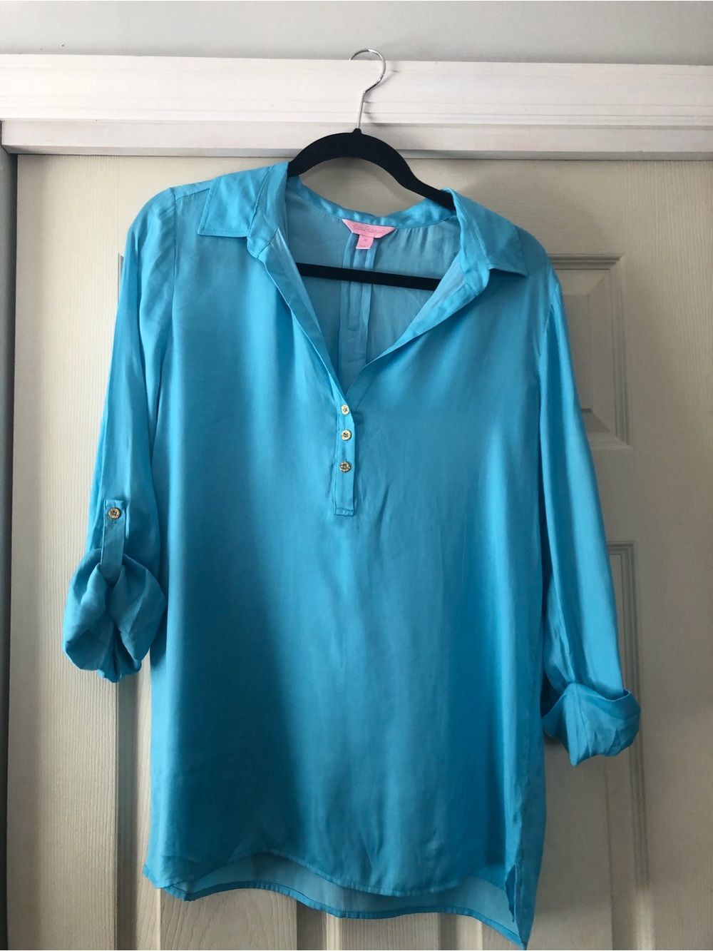 Lilly Pulitzer Bright Turquoise Henley Tunic